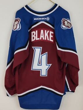 Vintage KOHO Colorado Avalanche NHL Rob Blake #4 Adult L Hockey Jersey Air Knit